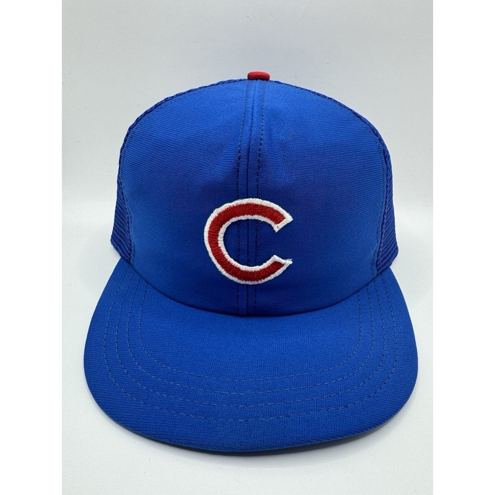 VTG Chicago Cubs Trucker Hat MLB Snapback Made USA Mesh Cap Blue